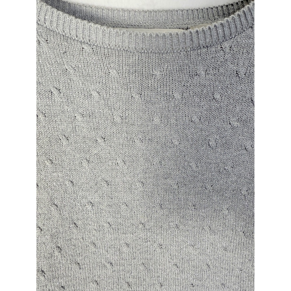 Alfred Dunner Woman Sweater Top Gray Sparkle Knit Short Sleeve Size 2X - Picture 5 of 10